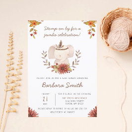 Boho Elefant Handskriven Bebisdopp Inbjudningar
