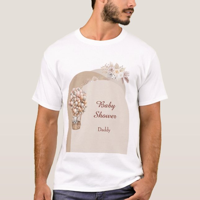 Boho Elefant Luftballong Neutral Pampas  T Shirt (Framsida)