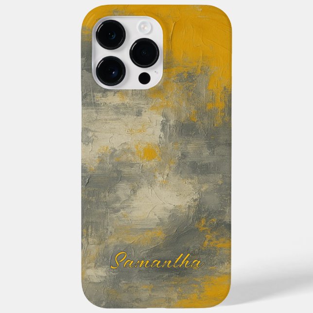 Boho Elegance Abstrakt Mustard & Grått Art (Baksida)