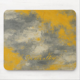 Boho Elegance Abstrakt Mustard & Grått Art Musmatta