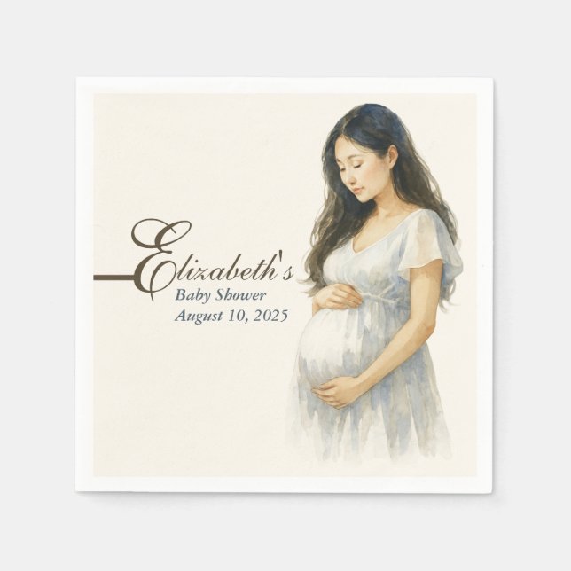 Boho Elegant  baby shower Asian mom-to-be Pappersservett (Framsidan)