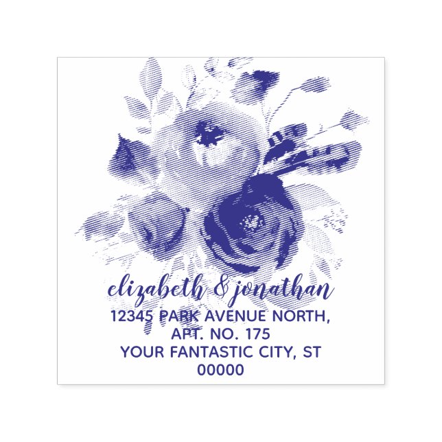 Boho Elegant Blommigt Bröllop Returadress Självfärgande Stämpel (Design)