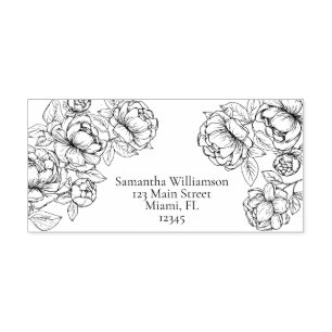 Boho Elegant Botanical Blommigt Line Art Bröllop Självfärgande Stämpel