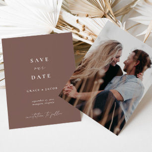 Boho Elegant Earthy Dusty Lila Script Photo Spara Datumet