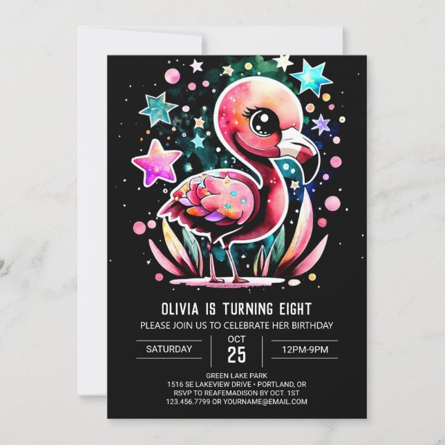Boho Elegant Flamingo Birthday Inbjudningar (Framsida)