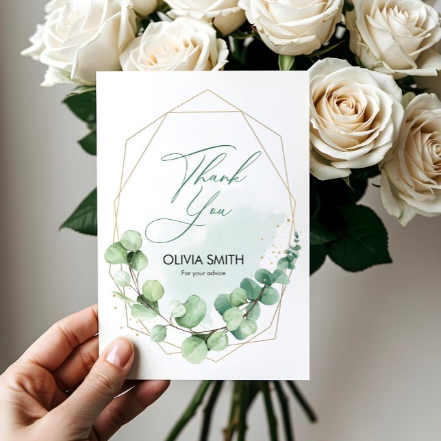 Boho Elegant Grönska Eukalyptus Bröllopsdusch Tack Kort (Boho Elegant Greenery Eucalyptus Bridal Shower Thank You Card, Bridal Shower Invite)