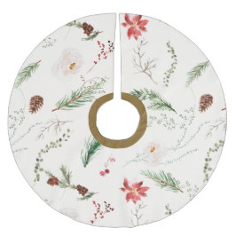 Boho Elegant julgrönska Poinsettia Rustik Julgransmatta Borstad Polyester