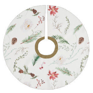 Boho Elegant julgrönska Poinsettia Rustik Julgransmatta Borstad Polyester