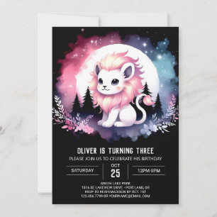 Boho Elegant Lejon Birthday Inbjudningar