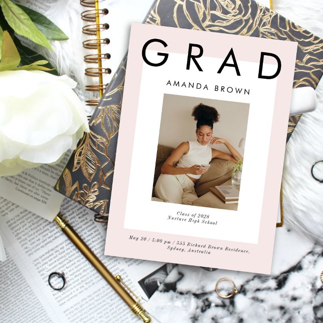 Boho Elegant Magazine Cover Grad 2025 Inbjudningar (Skapare uppladdad)