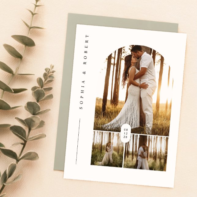 Boho Elegant Minimalist Photo Bröllop Inbjudningar (Skapare uppladdad)