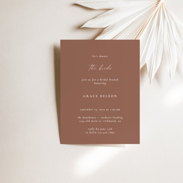Boho Elegant Modern Dusty Terracotta Möhippa Inbjudningar (Boho Elegant Modern Dusty Terracotta Bridal Shower Invitation)