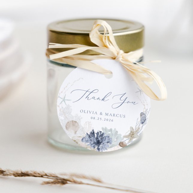 Boho Elegant Ocean Beach Blue Wedlass Tack Gåvor Etiketter (Skapare uppladdad)