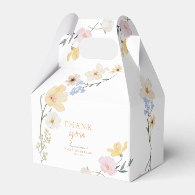 Boho elegant Pastel WildblommBaby Shower Presentaskar (Framsidan Sidan)