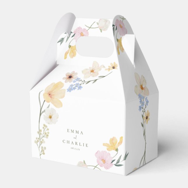 Boho elegant Pastel Wildblomme Bröllop Presentaskar (Framsidan Sidan)