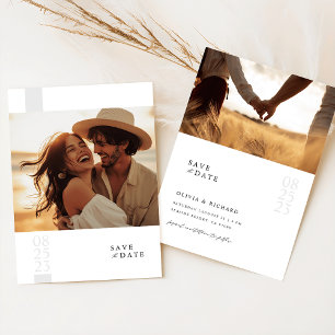 Boho Elegant Photo Bröllop spara datum Inbjudningar