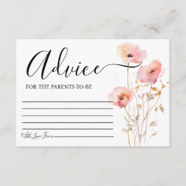 BOHO ELEGANT ROSA  FLOWERS RÅVICE BABY SHOWER TILLÄGGSKORT