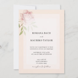 Boho Elegant Rosa ros Watercolor Blommigt Inbjudningar