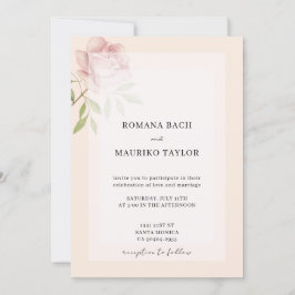 Boho Elegant Rosa Rosenvatten Färgrik Blomma Inbjudningar