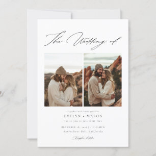 Boho Elegant Script QR-kodfotobudget Bröllop Inbjudningar