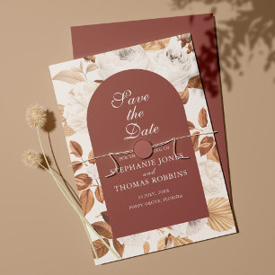 Boho Elegant Terrakotta Save the Date-kort Spara Datumet