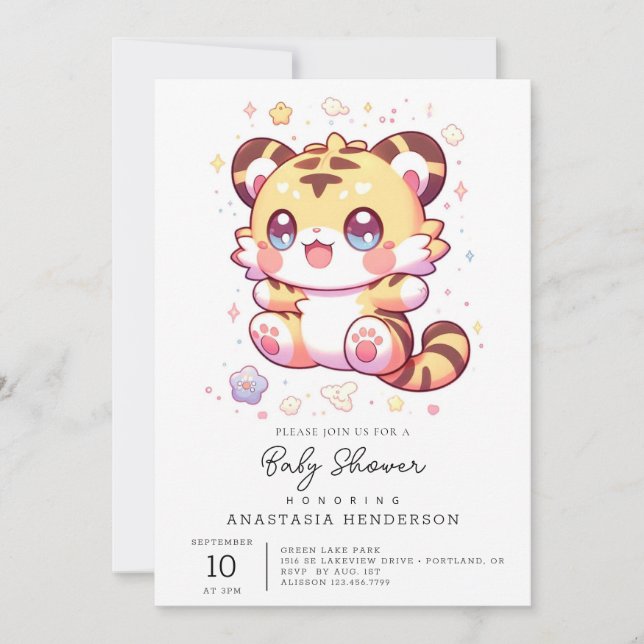 Boho Elegant Tiger Baby Shower Inbjudningar (Framsida)