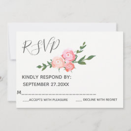 Boho elegant vattenfärg rosor bröllop RSVP Inbjudningar