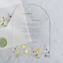 Boho Elegant Vilda Blommor Foto Bröllopsinbjudan