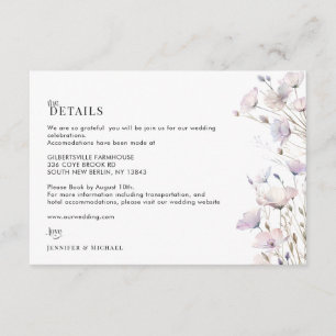 Boho Elegant Vildblomma Bröllopsdetaljkort Tilläggskort