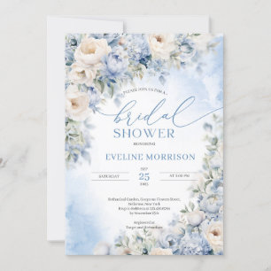 Boho Elegant vinterdammblått och elfenben Inbjudningar