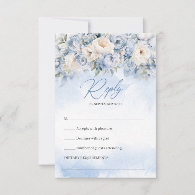 Boho Elegant vinterdammblått och elfenben OSA Kort (Framsida)