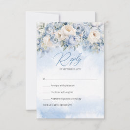 Boho Elegant vinterdammblått och elfenben OSA Kort