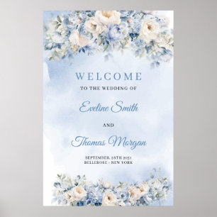 Boho Elegant vinterdammblått och elfenben Poster