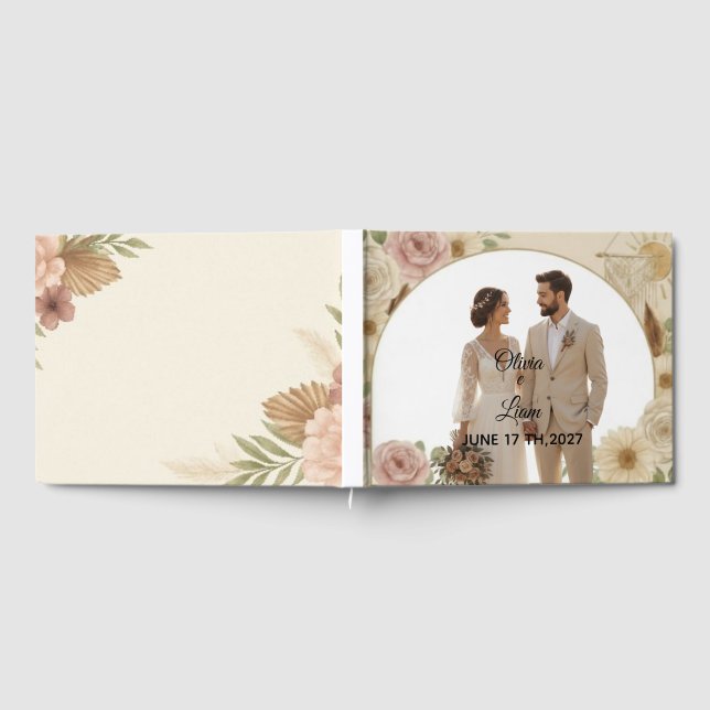 Boho Elegant Wedding Guest Book – Romantic Keepsak Gästböcker (Full)