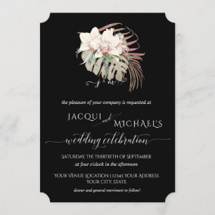 BOHO Elegant White Orchid Blommigt Tropical Bröllo Inbjudningar