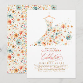 Boho Elegant WildblommBlommigt Fall Quinceanera Inbjudningar