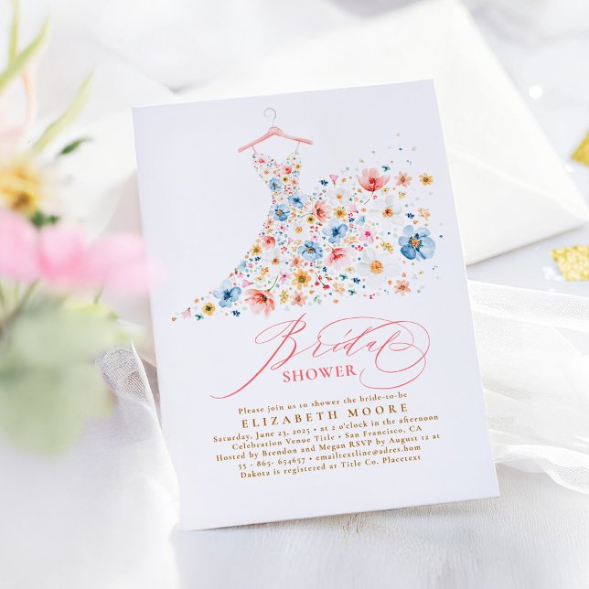 Boho Elegant WildblommBlommigt Möhippa Inbjudningar (Wildflowers Bridal Shower Invitation)