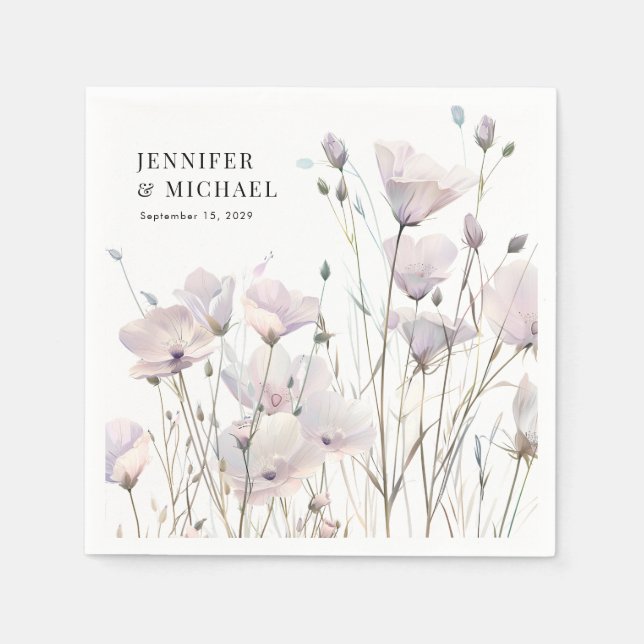 Boho Elegant WildblommBröllop Pappersservett (Framsidan)