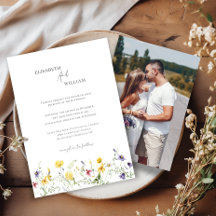 Boho Elegant Wildblommors inbjudan till fotobröllo