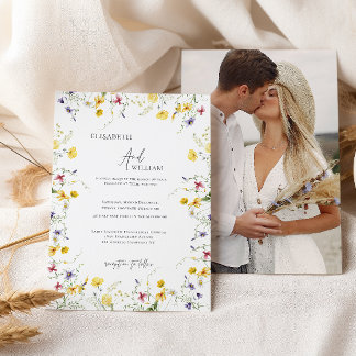 Boho Elegant Wildblommors inbjudan till fotobröllo
