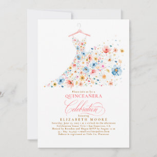 Boho Eleganta Vildblommor Blommig Quinceanera Inbjudningar