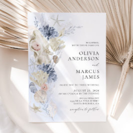 Boho-Eleganten om inbjudan till Beach Blue Wedding