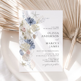 Boho-Eleganten om inbjudan till Beach Blue Wedding