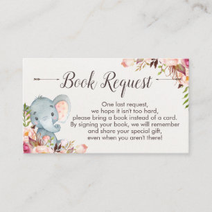 Boho elephant babydusch bok-begäran infoga tilläggskort