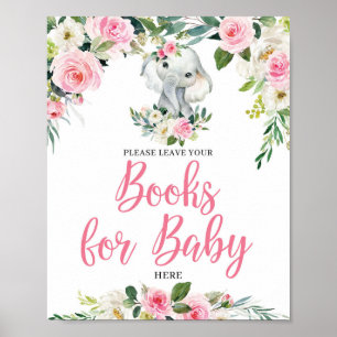 Boho elephant blommigt bokar för baby poster