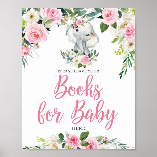 Boho elephant  blommigt bokar för baby poster (Framsidan)