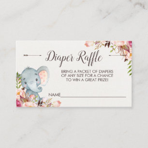 Boho elephant diaper raffle biljett tilläggskort