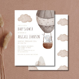 Boho Elephant Luftballong Baby Shower Inbjudningar