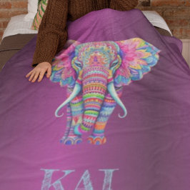 Boho Elephant - Personlig Mandala Design Fleecefilt