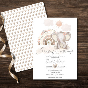 Boho Elephant & Rainbow Baby Shower Inbjudningar